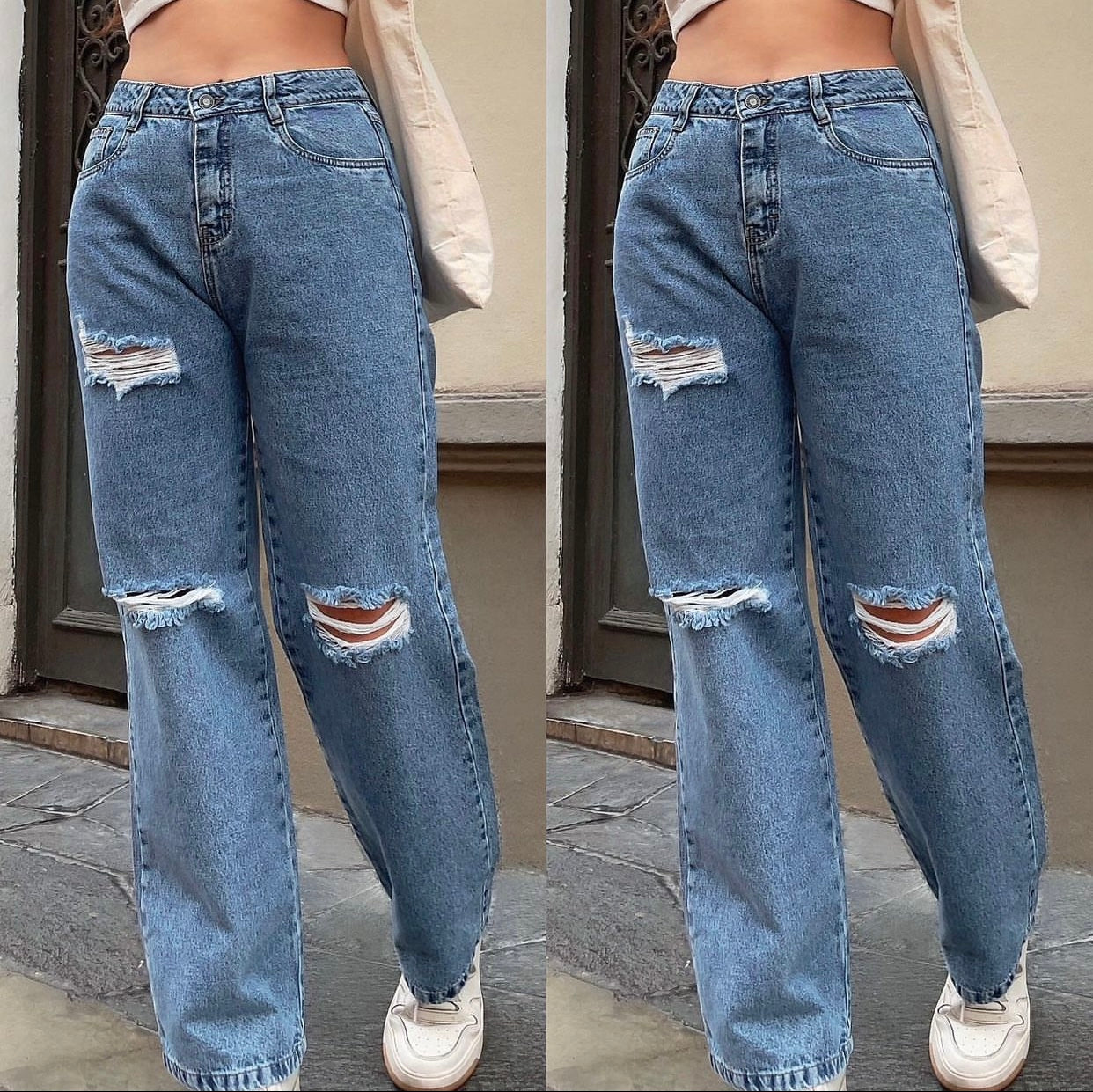 Pantalón Baggy Jean Rasgado